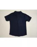 Short Sleeve , Mandarin Collar - Dark Blue