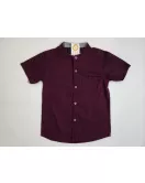 Short Sleeve , Mandarin Collar - Maroon