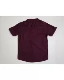 Short Sleeve , Mandarin Collar - Maroon