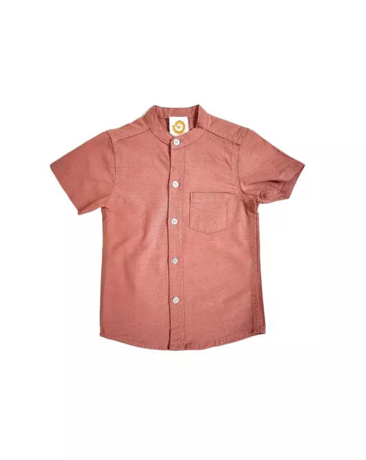 Short Sleeve , Mandarin Collar , Melon