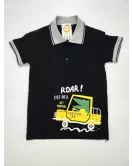 Short Sleeve , Polo T-Shirt , Black Colour, Fashion Car Print