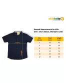 Short Sleeve , Mandarin Collar - Dark Blue