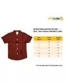 Short Sleeve , Mandarin Collar , Brick Red