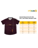 Short Sleeve , Mandarin Collar - Maroon