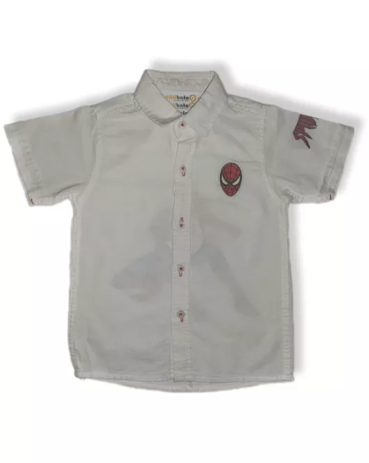 Short Sleeve with Spiderman Embroidery - White