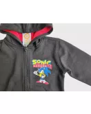 Hoodie - Full Zipped, Black, Printed Sonic 