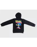 Hoodie - Full Zipped, Black, Printed Sonic 