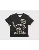 Round Neck T-Shirt + Short Pant Set, Black, Fashion Dino Print