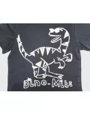 Round Neck T-Shirt + Short Pant Set, Black, Fashion Dino Print