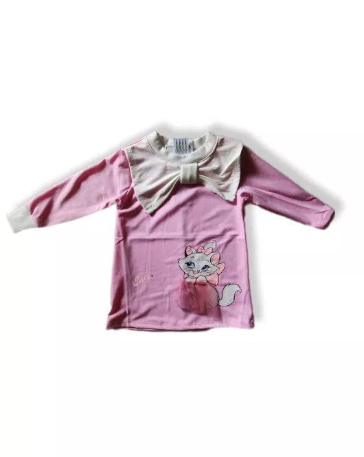 Long Sleeve Dress - Pink-Kitty