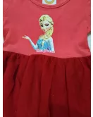 Short Sleeve Dress Up Dress - Red, Fashion Frozen Print