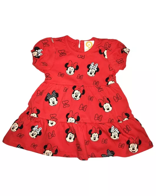 Ruffled Short Sleeve Dress Up Dress - Red, Fashion Minnie Mouse Print