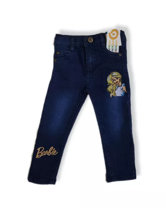 Jeans - Stretch Denim, Dark Blue, Barbie Embroidery