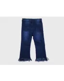 Jeans - Stretch Denim, Dark Blue, Fringed Bottom