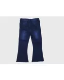 Jeans - Stretch Denim, Dark Blue, Fringed Bottom, Butterfly Embroidery