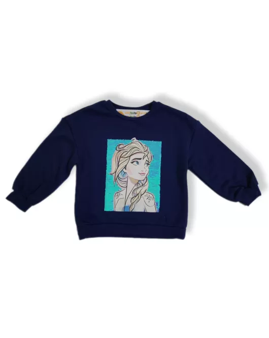 Sweater Long Sleeve- Medium Blue, Fashion Frozen Print