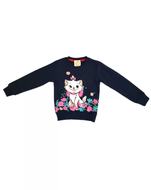 Sweater Long Sleeve- Dark Blue, Fashion Kitty Print