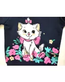 Sweater Long Sleeve- Dark Blue, Fashion Kitty Print