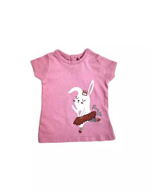 Round Neck Short Sleeve T_Shirt, Pink, Fashion Cartoon Print