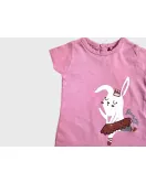 Round Neck Short Sleeve T_Shirt, Pink, Fashion Cartoon Print