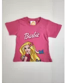 Round Neck T-Shirt Short Sleeve, Pink Colour, Fashion Barbie Print 