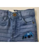 Jeans - Stretch Denim, Light Blue, Bulldozer Embroidery