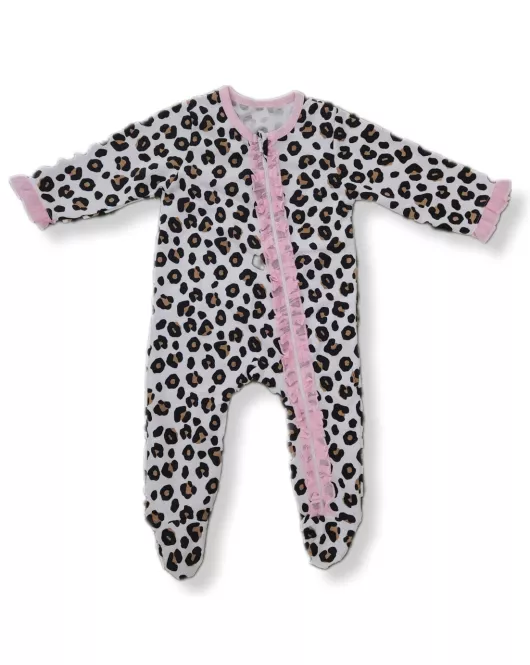 Premium Cotton - Full Front Zip Footed Sleep Suit (Black,White)