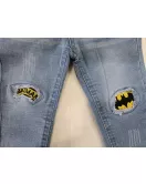  Round Neck T-Shirt With Print-Batman and Cotton Spandex Stretch Pants - Jeans Design (1 Set - T-Shirt & Pant)