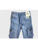 Jeans - Stretch Denim, Elasticated Waist, Light Blue, Jogger