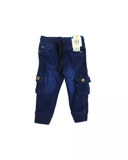 Jeans - Stretch Denim, Elasticated Waist, Dark Blue, Jogger