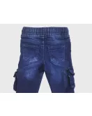 Jeans - Stretch Denim, Elasticated Waist, Dark Blue, Jogger