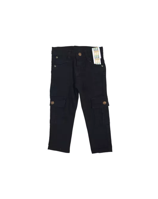 Jeans - Stretch Denim, Black, Cargo Style