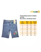 Short Pants - Stretch Denim, Light Blue - Fashion Cocomelon Embroidery