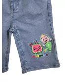 Short Pants - Stretch Denim, Light Blue - Fashion Cocomelon Embroidery